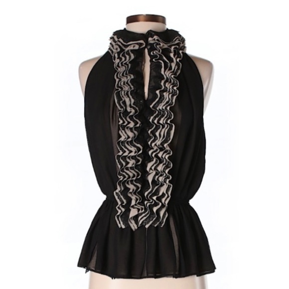 Neiman Marcus Robert Rodriguez Target Lace Ruffle Black Peplum Blouse Shirt - Picture 15 of 15